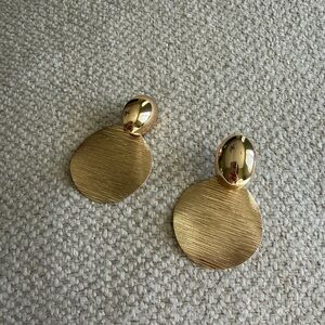 Gold Disc Drop Earrings
